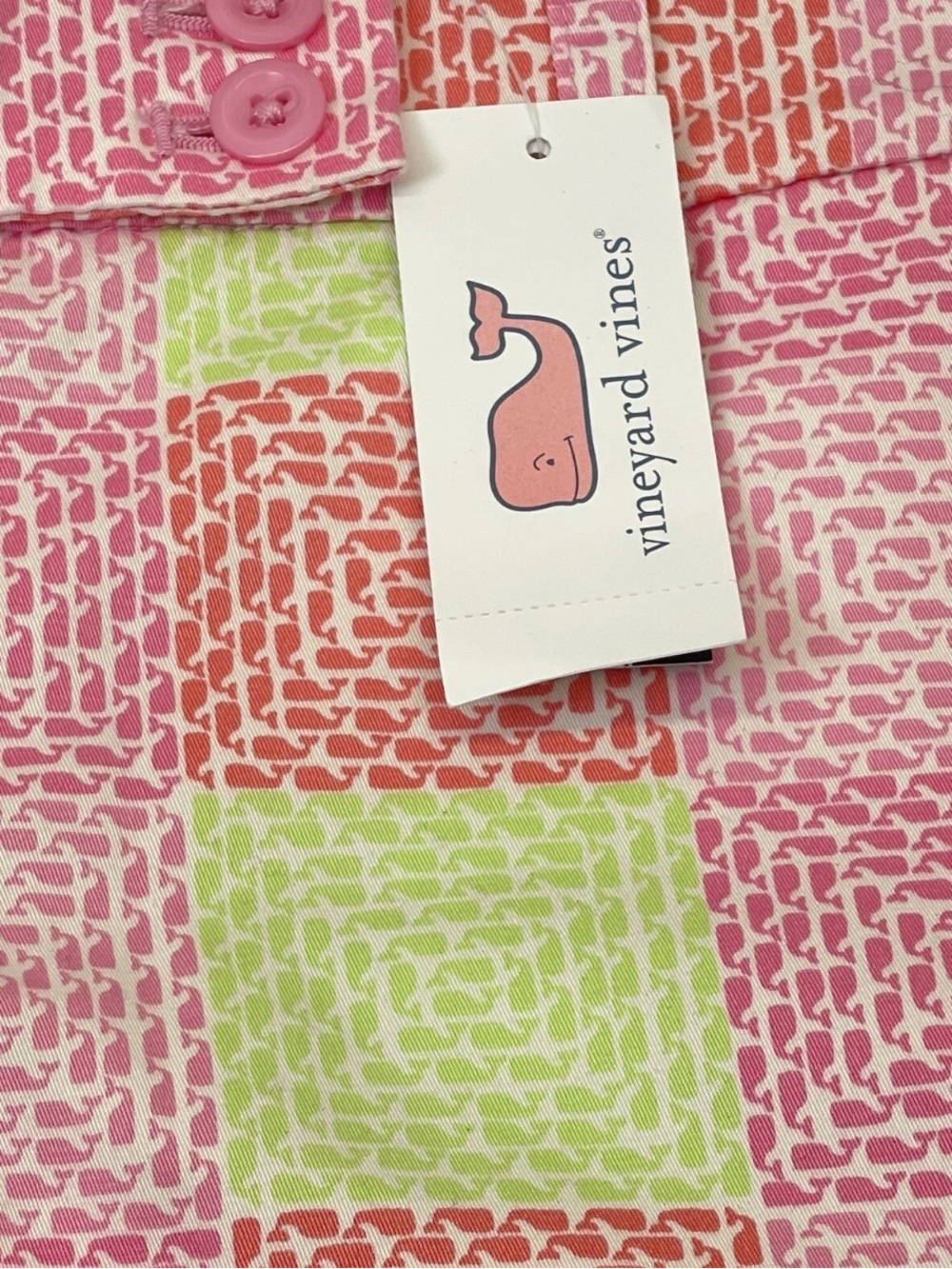 New Vineyard Vines Whale Print Patchwork Chino Shorts Pink Womens Size 2 - Picture 6 of 10